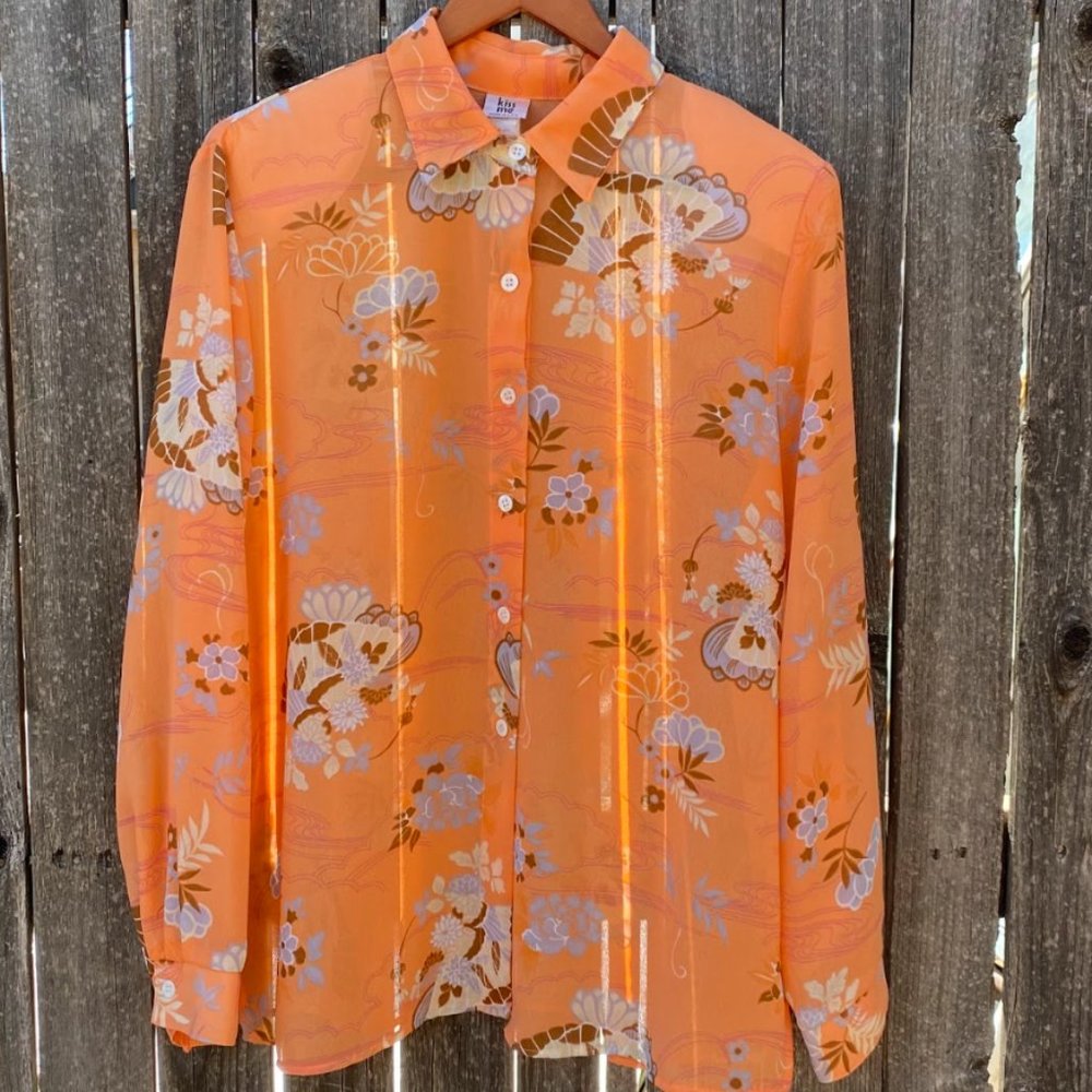 70's Vintage sheer button up